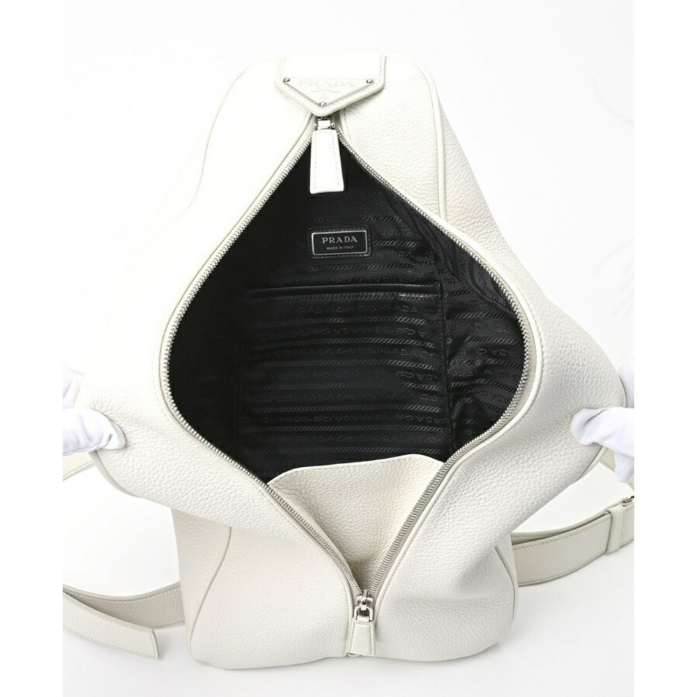 Prada Vitello White Triangle Backpack - image 8